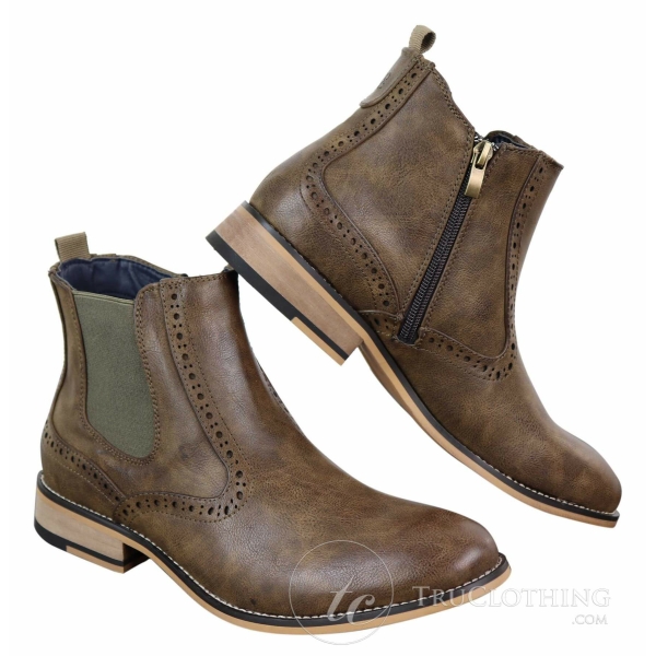 Mens Vintage Brogue Ankle Boots - Cavani Fox