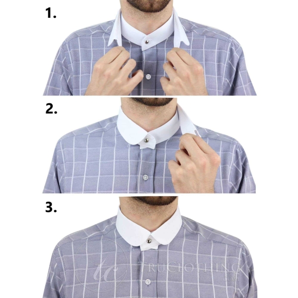 Mens Vintage Check Pattern Shirt with Removable Collar