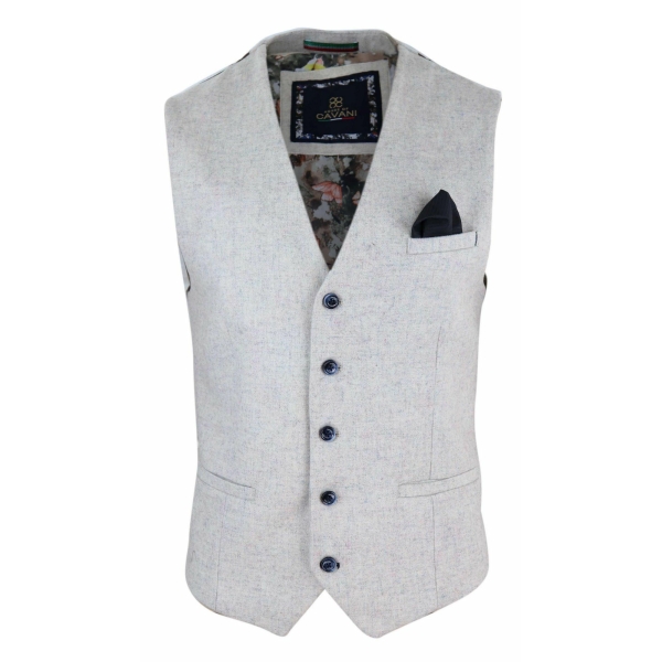 Mens Vintage Cream Waistcoat with Pocket Watch