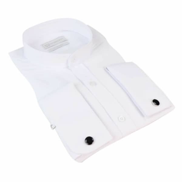 Mens White Nehru Collar Shirt + Removable Collar