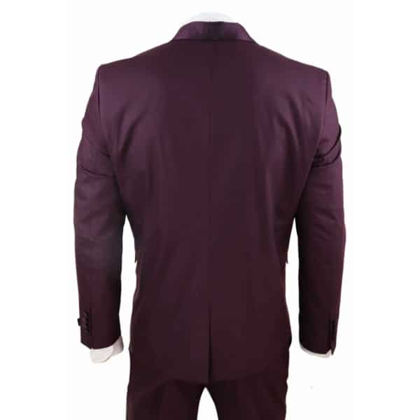 Mens Wine 4 Piece Shawl Lapel Suit