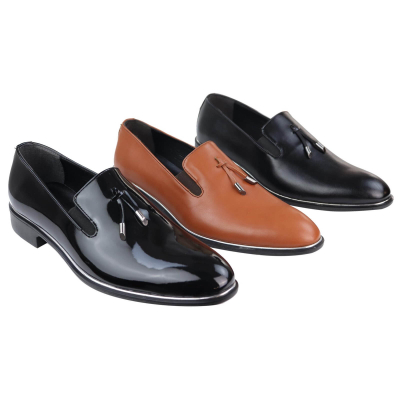 Mens Slip On Tassel Shoes with Metal Trim