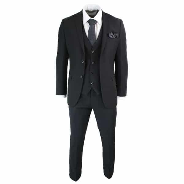 Paul Andrew Parker - Mens 3 Piece Black Tailored Fit Complete Suit Classic Door Man Mourning Funeral