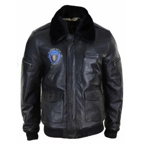 Mens Classic Real Leather Bomber Jacket