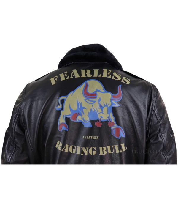 Mens Classic Real Leather Bomber Jacket