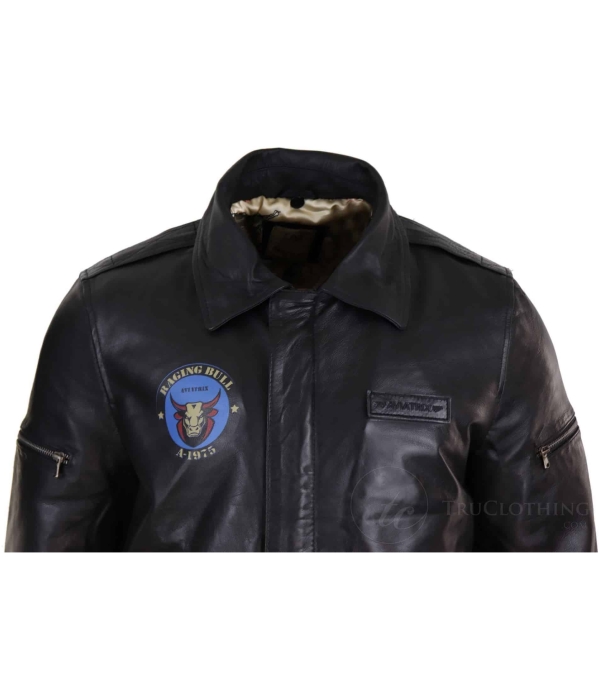 Mens Classic Real Leather Bomber Jacket