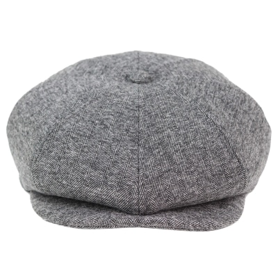 Mens Grey Tweed 8 Panle Peaky Blinders Hat - Marc Darcy Rayford