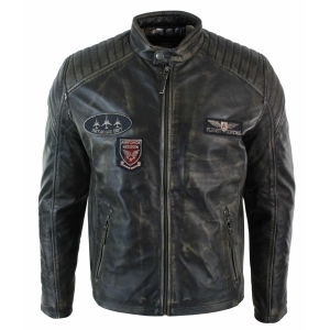 Real Leather Washed Biker Airforce Jacket Distressed Casual Fit Retro Vintage for Men