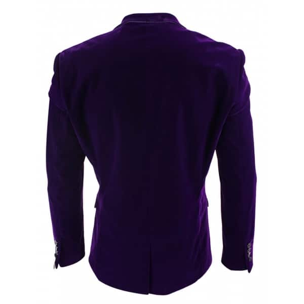 Cavani Rosa - Mens Soft Velvet Black Navy 1 Button Dinner Jacket Tuxedo Blazer Smart Casual Fit-Purple