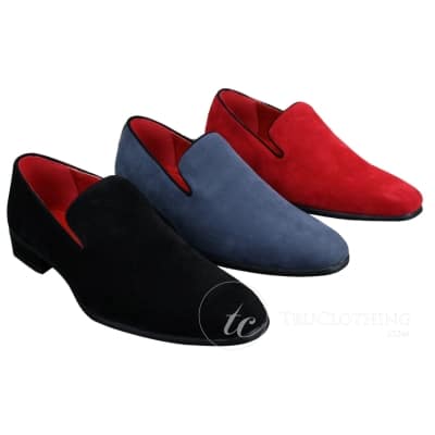 Mens Slip On Suede Driving Loafers Shoes Leather Smart Casual Red Blue Black