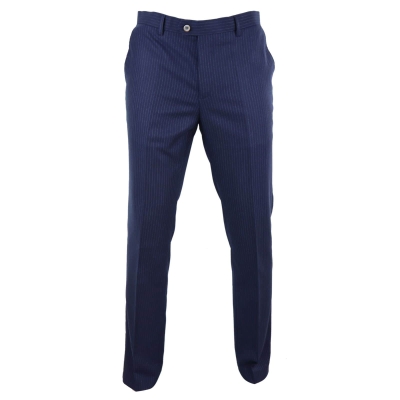 Mens Navy-Blue Pinstripe Trousers - Cavani Rosselli