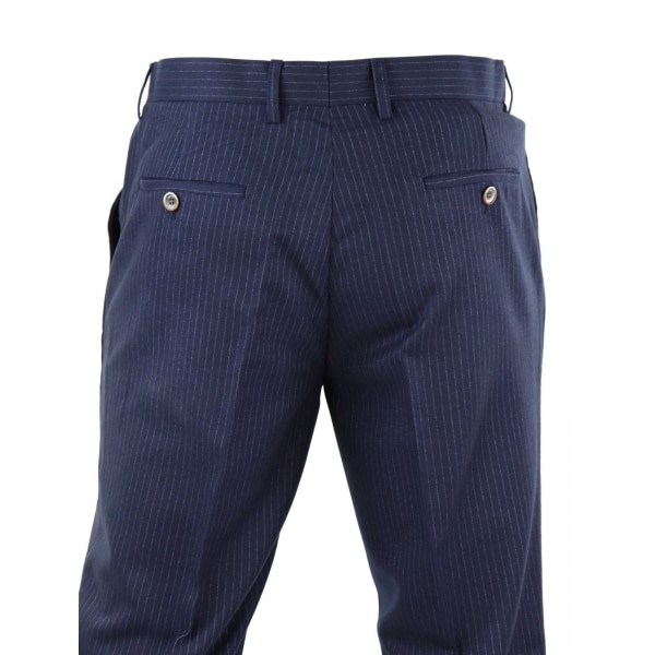 Mens Navy-Blue Pinstripe Trousers - Cavani Rosselli