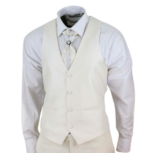 Mens 4 Piece Shawl Lapel Suit - Cream