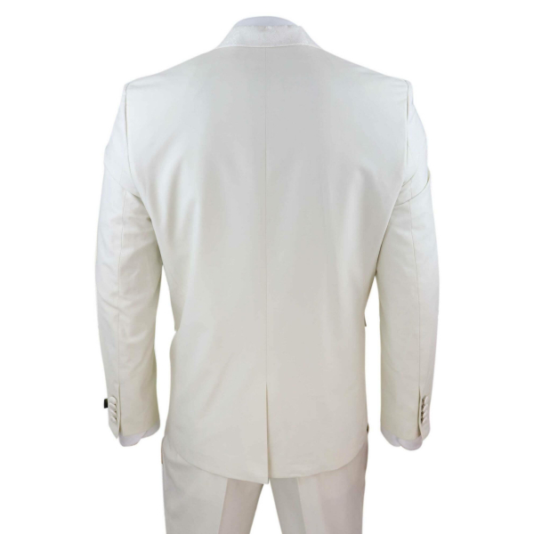 Mens 4 Piece Shawl Lapel Suit - Cream