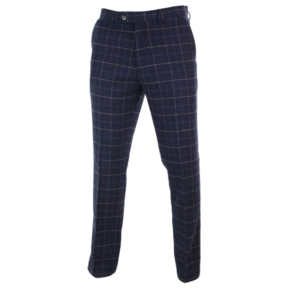 Cavani Shelby - Mens Classic Tweed Check Vintage Peaky Blinders Trousers