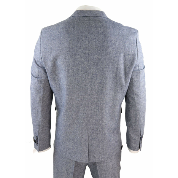 Men's Light Blue Vintage Tweed 3 Piece Suit - STZ13