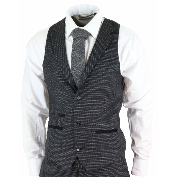 Men's Black Tweed 3 Piece Vintage Suit - STZ14