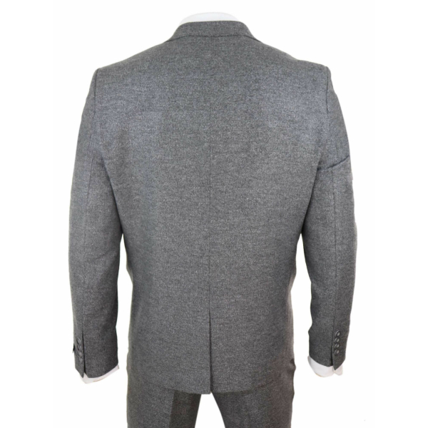 Mens 3 Piece Grey Suit with Double Breasted Waistcoat