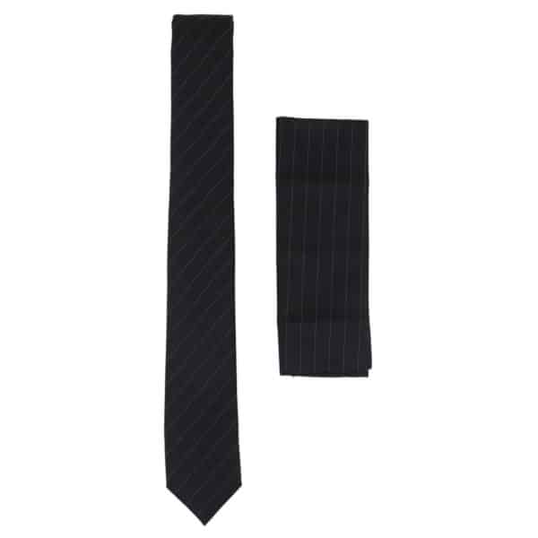 Mens Tie and Hankie Set - Black Stripe STZ42, One Size