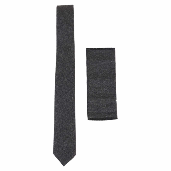 Mens Tie and Hankie Set - Grey Tweed STZ23, One Size