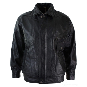 Mens Classic Bomber Black Nubuck Washed Brown Real Leather Jacket-Black