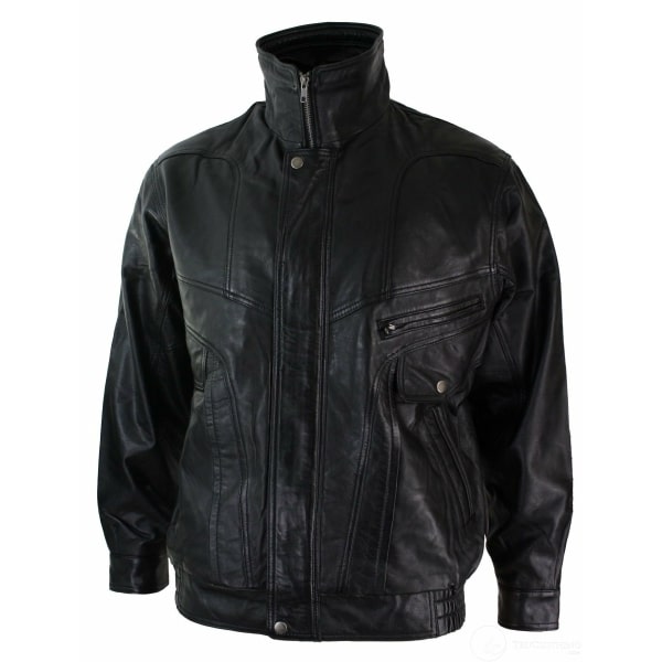 Mens Classic Bomber Black Nubuck Washed Brown Real Leather Jacket-Black