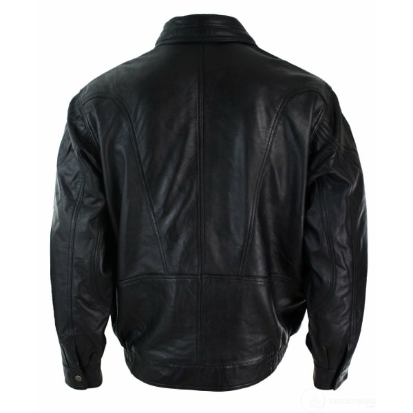 Mens Classic Bomber Black Nubuck Washed Brown Real Leather Jacket-Black