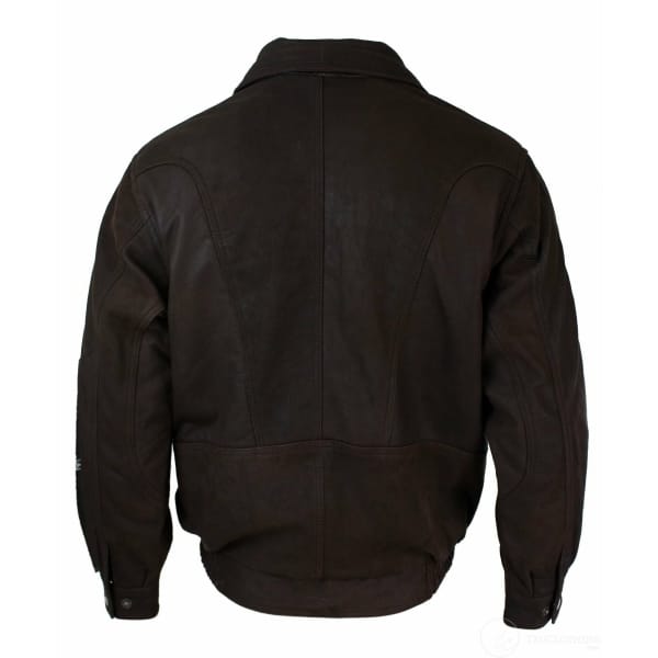 Mens Classic Bomber Black Nubuck Washed Brown Real Leather Jacket-Brown