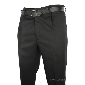 Mens Black Smart Work Office Wedding Trousers W Belt Short Reg Long