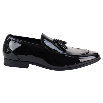 Mens Black Patent Shoes with Tassel