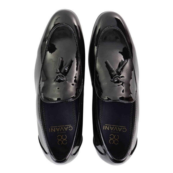 Mens Black Patent Shoes with Tassel