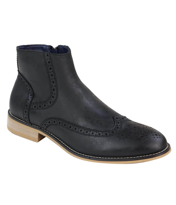 Mens Zip-Up Peaky Blinders Brogue Boots