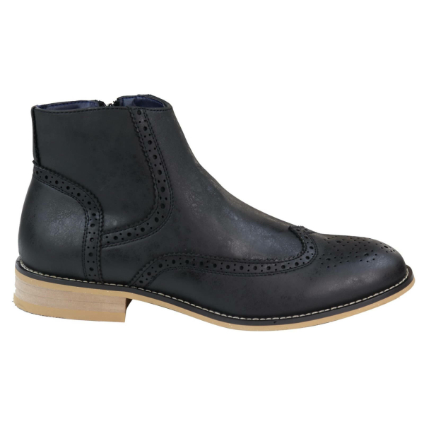 Mens Zip-Up Peaky Blinders Brogue Boots