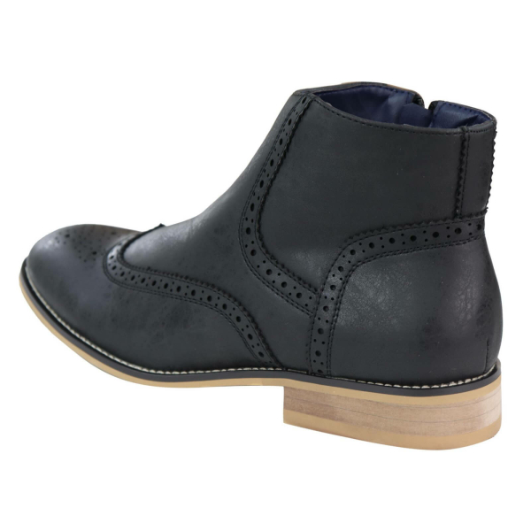 Mens Zip-Up Peaky Blinders Brogue Boots