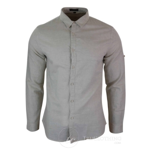 Z301 – Mens Summer Holiday Linen Collar Shirt Button Beach Light Slim Fit Half Full Sleeve – Beige