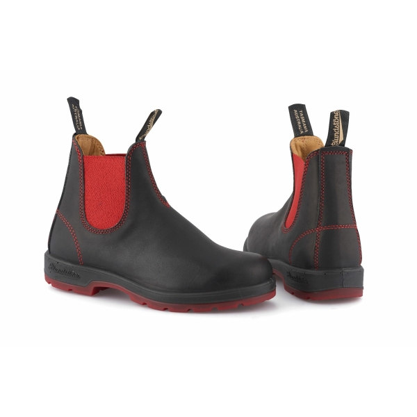 Blundstone 1316 Black Red Leather Chelsea Boots