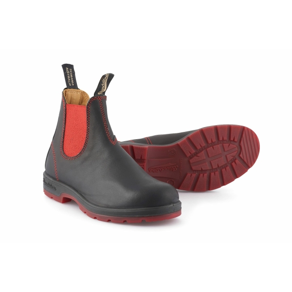 Blundstone 1316 Black Red Leather Chelsea Boots