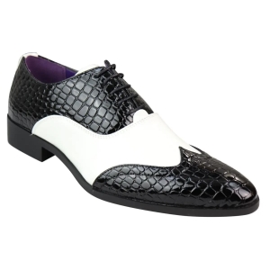 Mens Faux Croc Skin Black & White Shoes