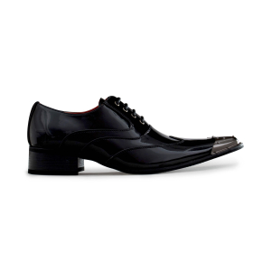 Mens Black Patent Shoes with Metal Toe