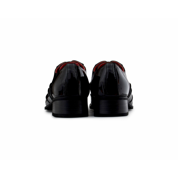 Mens Black Patent Shoes with Metal Toe