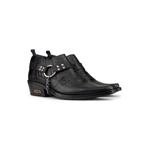 Mens Real Leather Riding Shoes with Chain