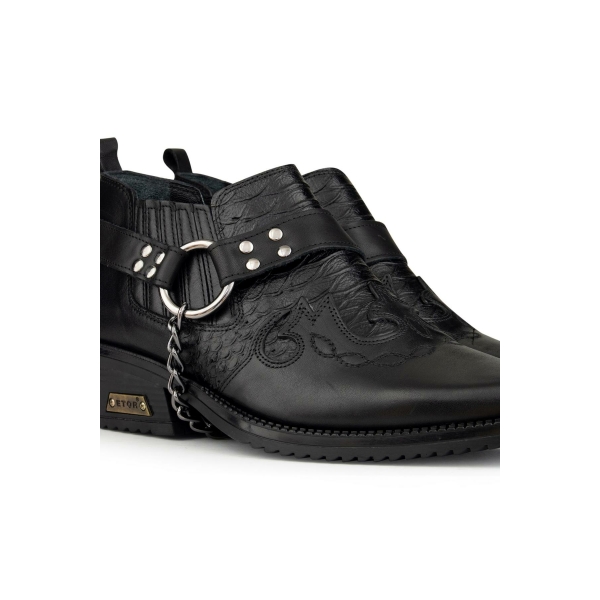 Mens Real Leather Riding Shoes with Chain