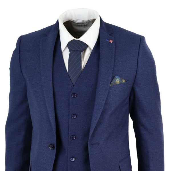 Mens Navy Blue Slim Fit 3 Piece Suit