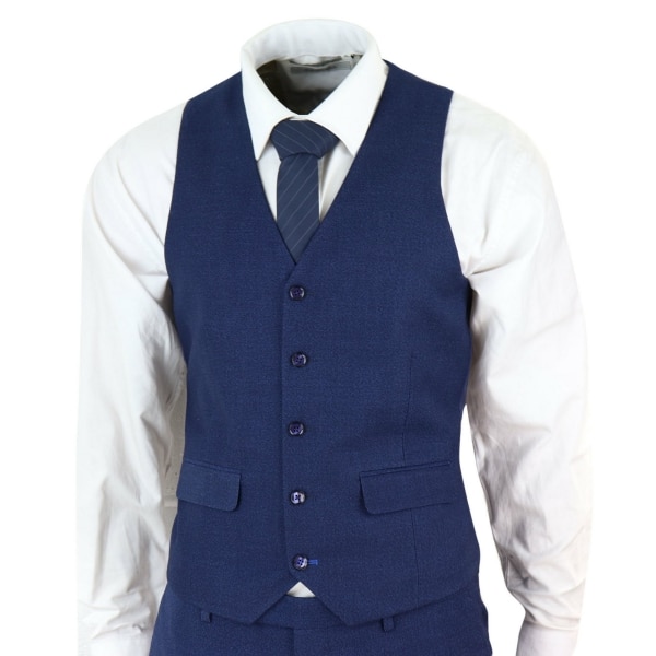 Mens Navy Blue Slim Fit 3 Piece Suit