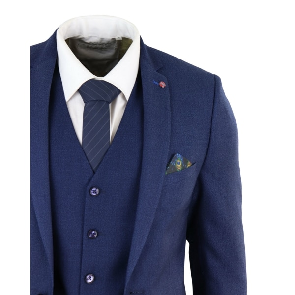 Mens Navy Blue Slim Fit 3 Piece Suit