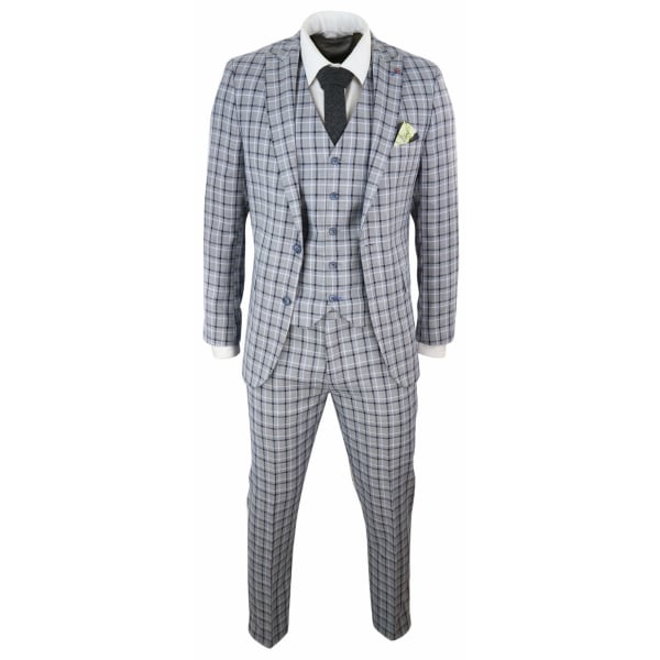 Mens Grey Pince of Whales Check 3 Piece Suit