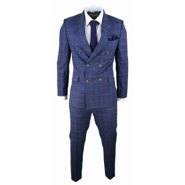 Blue Check Double Breasted 2 Piece Suit