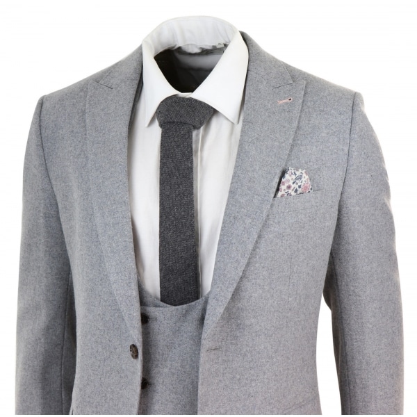 Men's Grey 3 Piece Wool Suit