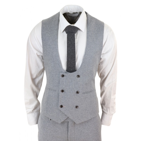 Men's Grey 3 Piece Wool Suit