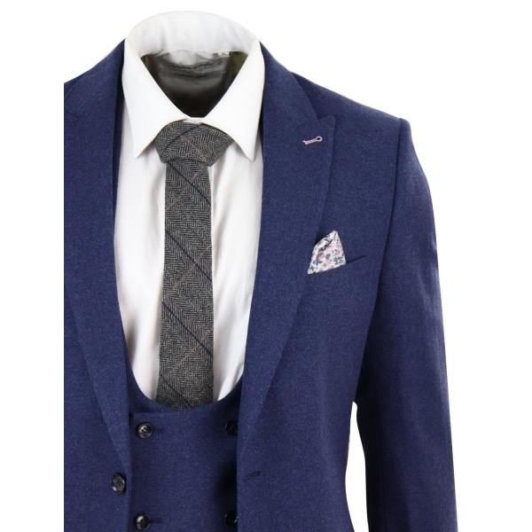 Men's Navy-Blue 3 Piece Wool Suit